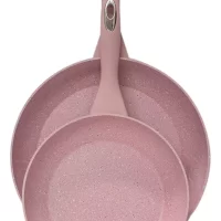 Juego De 2 Sartenes Antiadherentes Marmol Rosa Asa De Baquelia