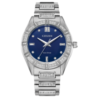 Reloj Citizen Eco-Drive EM1020-57L Cristales Plateado Esfera Azul Dama