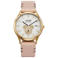 Reloj Citizen Mickey Shadow Gold Tone Eco-Drive BV1132-08W – Piel Dorado, Edición Especial Dama