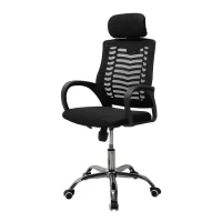 SILLA DIRECTIVA SOPORTE LUMBAR ERGONÓMICA JM-108A MESH NEGRO