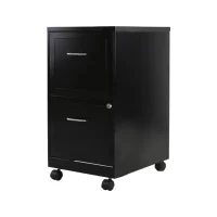 Archivero Metálico 2 Gavetas Carta – Con Llave, Ruedas, Pedestal Compacto para Oficina
