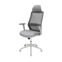 Silla Directiva Ruan 8323W – Tapizado Piel Sintética, Reclinable, Silla Gerencial de Lujo Gris