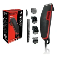 Recortadora de Cabello Timco HC-886R – 12.5W, Kit 7 Piezas, Cuchillas Acero Inoxidable, Rojo